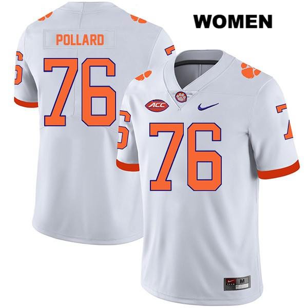 Women's Clemson Tigers #76 Sean Pollard Stitched White Legend Authentic Nike NCAA College Football Jersey NPR7546UG